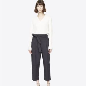 3.1 Phillip Lim poplin trousers with wrap belt. Size 4, navy.